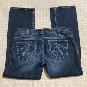 Silver Jeans Santorini Dark Wash Low Rise Cropped Jeans Size 30